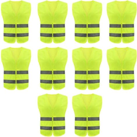 10er-Pack hochsichtbare Sicherheitswesten für Straßenbauarbeiten und Sicherheitsdienste – Bauwesten mit 2 Reflektorstreifen, strapazierfähig und komfortabel für den professionellen Einsatz oder den Ei