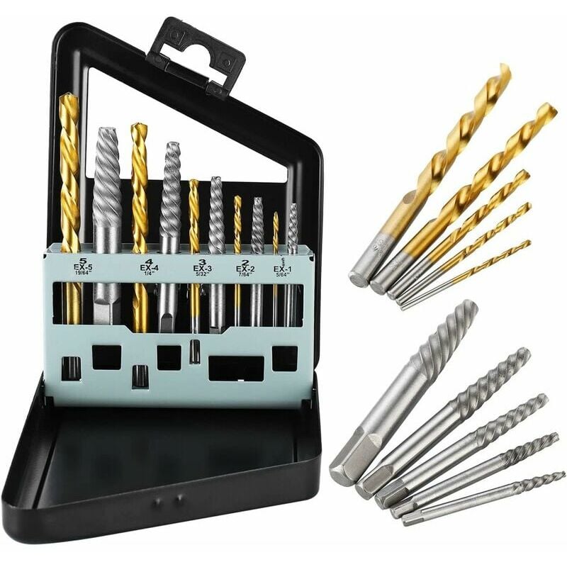 10er-Pack HSS-Schraubenausdreher für defekte Schrauben, Bolzen und Metallstifte | 07634066054665
