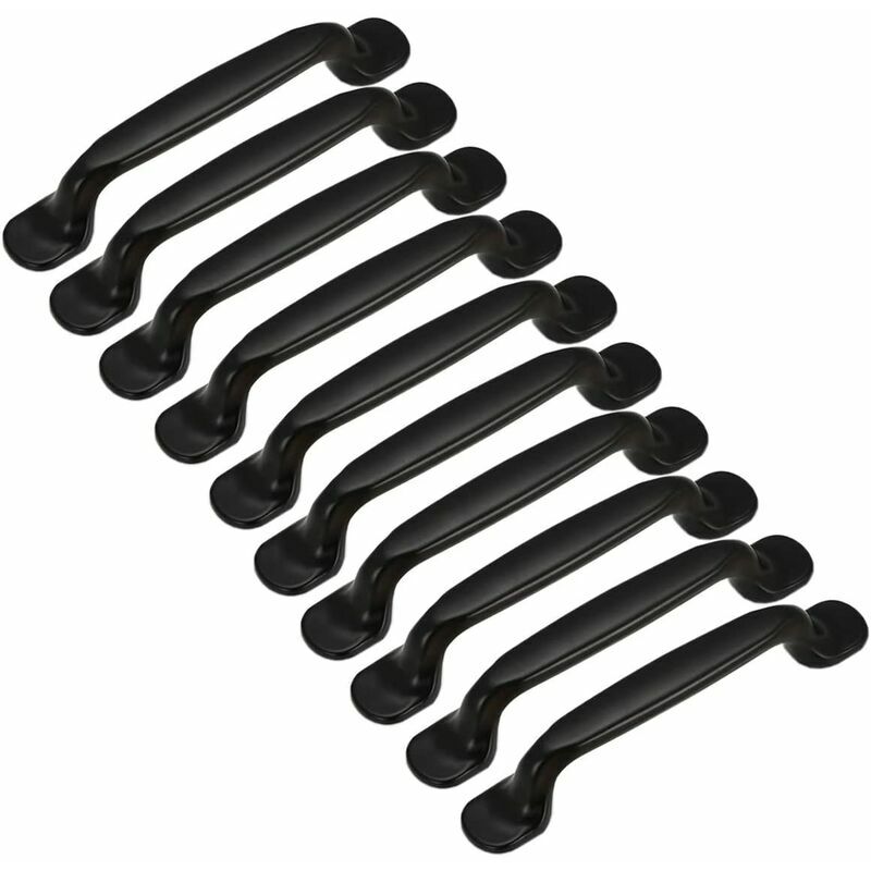 10er Pack Küchenschranktür Aufkleber für Möbelgriffe 128mm (Schwarz) | 06286528955273