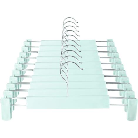 10er Pack Kleiderbügel (Hellgrün) 29 x 13 cm mit 360° drehbarem Haken, verstellbarer Clipbügel, Kleiderbügel für Mäntel und Jeans