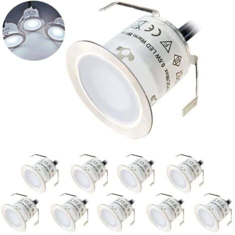 10er-Pack Mini-LED-Außenstrahler IP67 Wasserdicht Tageslichtweiß 4500 K Stehlampe 32 mm 0,6 W DC 12 V für Deck Path Wood Pool Treppen