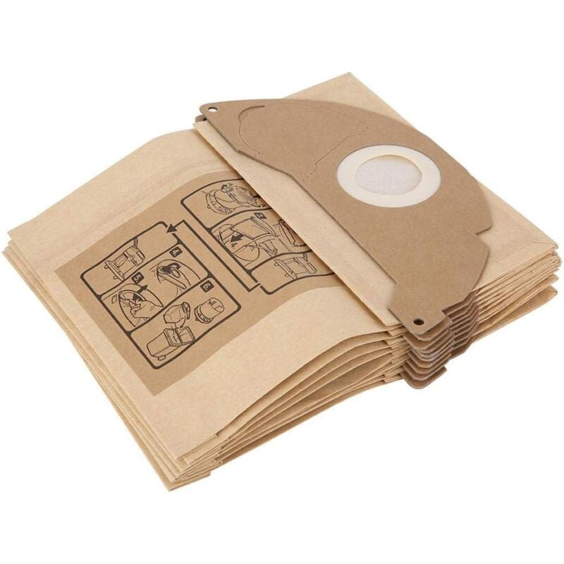 Image of 10er Pack passend für Kärcher Staubsauger A2 Serie S2500/WD, Zubehör, Staubbeutel, Papiertüte