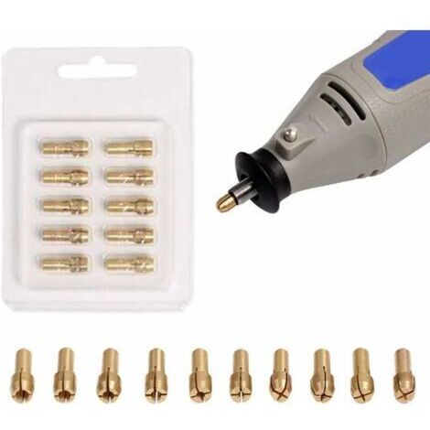 10er-Pack Präzisions-Messing-Spannzangen 0,5–3,2 mm für Dremel-Bohrer – Elektrowerkzeuge für rotierende Spannzangen