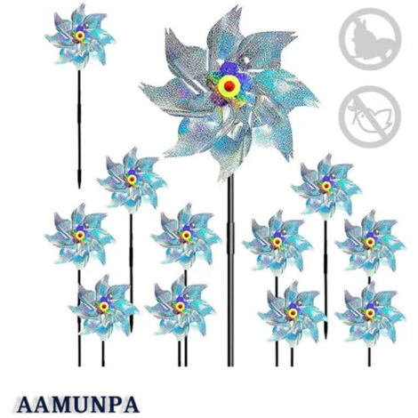 10er Pack Reflektierende Windmühle,Reflektierende Vogelabwehr,Reflektierende Windmühle Garten,Reflektierende Windmühle Vogelabwehr
