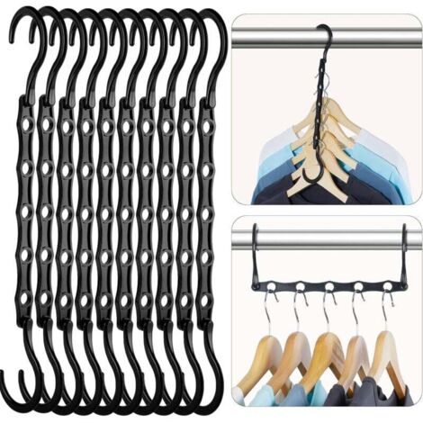 10er-Pack schmale Kleiderbügel, platzsparende Organizer – Schwarz für Kleiderschrank/Ankleidezimmer – platzsparende Kleiderbügel im Schrank – Magische platzsparende Kleiderbügel