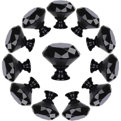 10er-Pack Schubladengriffe, rautenförmig, Kristallglas (30 mm, Aluminium)