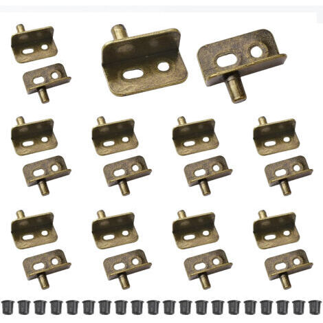 10er-Pack Schwenkscharniere aus Eisen mit kleinem, verstecktem Schaft, Holzschranktürscharniere mit Stift für frei schwenkbare Holztür (Bronze)