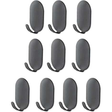 10er-Pack selbstklebende schwarze Haken – schwarze nagelfreie Wandhaken – Wandhaken zum Aufkleben auf Badezimmer, Küche, Büro, Waschbecken, Kühlschrank, robuste schwarze Haken