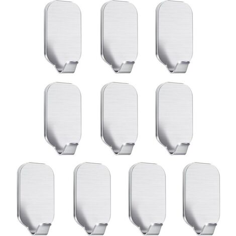 10er-Pack selbstklebende Türhaken zur Wandmontage für Badezimmer und Küche zum Aufhängen von Kleidung, Handtüchern und Schlüsseln – Edelstahl, wasserdicht, ohne Nägel, FLITI