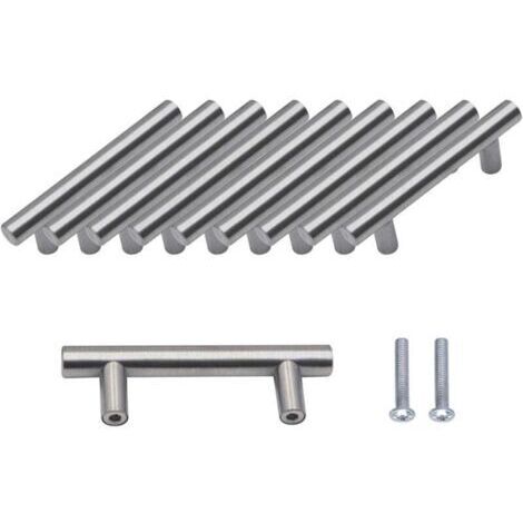 10er-Pack silberne Türgriffe, 64 mm Edelstahlgriffe für Möbel und Schränke, inklusive Schrauben