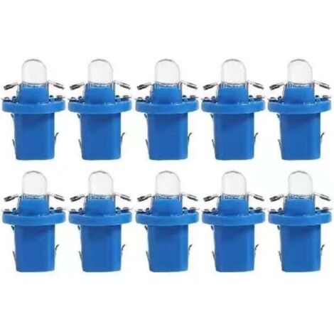 10er-Pack T5-LED-Lampen mit Fassung, 12 V BAX10d B8.5D Armaturenbrettlampen für Auto und Motorrad – Blau
