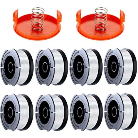 10er-Pack Trimmerfadenspulen, kompatibel mit Trimmern von Black & Decker, A6481 A6485 1,65 mm Freischneider-Fadenspule (8 Trimmerfäden, 2 Abdeckungen, 2 Federn)