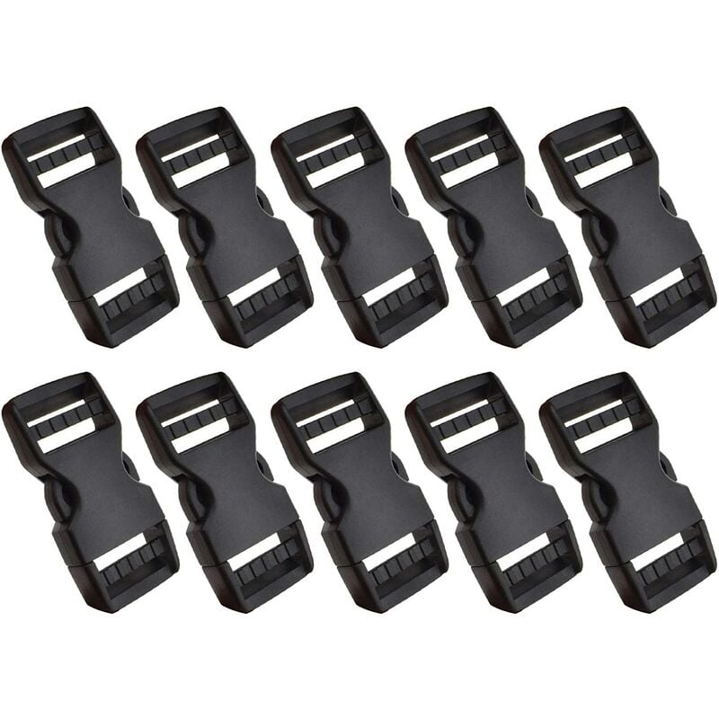10er-Pack verstellbare nahtlose Kunststoffschnallen mit Schnellverschluss für Rucksäcke, Gepäck, Hundehalsbänder, Paracord-Armbänder (schwarz) | 09465851343279 10er-Pack verstellbare nahtlose Kunststoffschnallen mit Schnellverschluss für Rucksäcke, Gepäck, Hundehalsbänder, Paracord-Armbänder (schwarz) | 09465851343279
