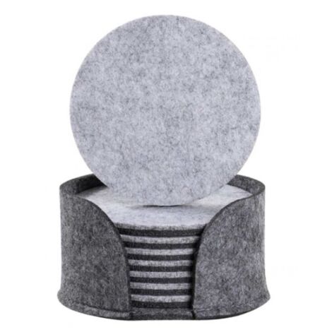 10er-Pack wendbare Untersetzer aus grauem Filz mit grauem Halter