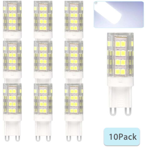 10er-Packung LED-Halogenlampen (5 Stück), 2835 40 SMD, G9-Sockel, 5 W, 6000 K, entspricht 40 W, Tageslichtweiß/Warmweiß. Geeignet für die Beleuchtung von Wohnräumen, Mikrowellen, Kronleuchtern usw.