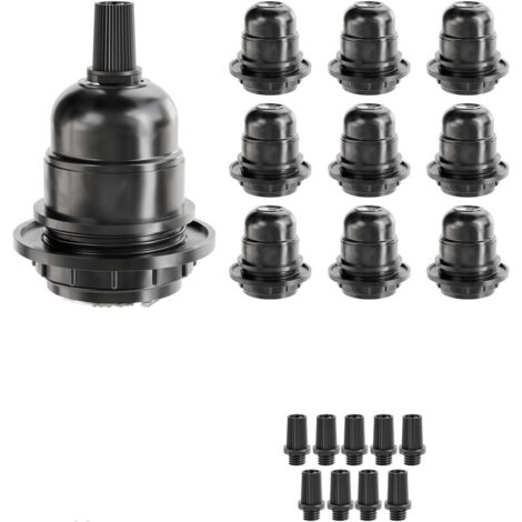 10er-Packung schwarze Metallfassungen, robuste Bakelit-Halterungen für Tisch- und Stehlampen, einfache Installation und kompatibel mit Standardglühbirnen (E27)