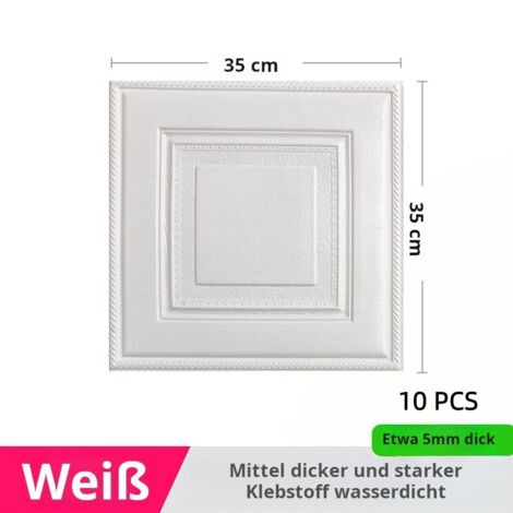 10er Set 3D Wandpaneele selbstklebend 35x35 cm, PVC-Weichschaum Tapete wasserdicht, dekorative Wandaufkleber für Wohnzimmer, Schlafzimmer und Küche