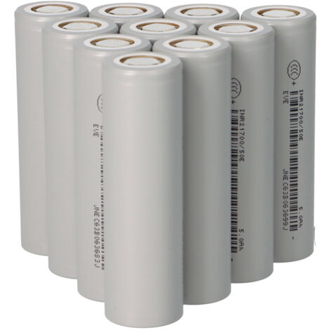 10er-Set EVE Li-ion Akku INR21700-50E 3,6V 5000mAh - 15A Flat top