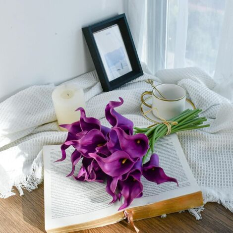 10er Set Künstliche Calla Blumen, lebensechte Kunstblumen für Hochzeitssträuße, pflegeleichte Zimmerdekoration, künstliche Pflanzen für Zuhause (ohne Vase)