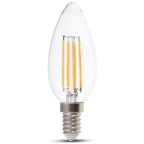 10er Set LED 4W Klarglas-Kerzenbirnen V-TAC Fassung E14 2700k