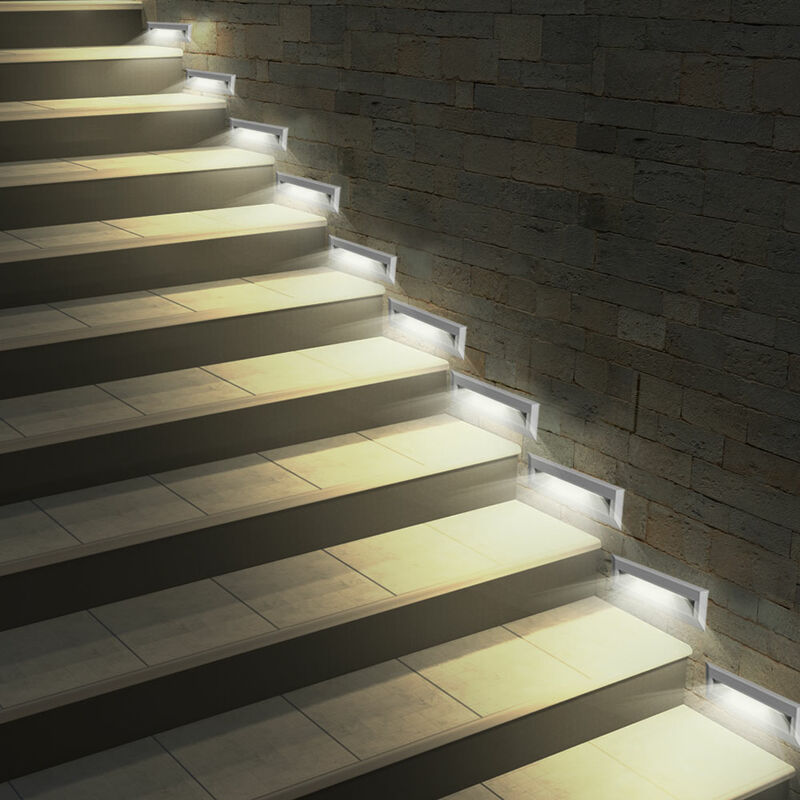 10x LED Außen Bereich Wand Leuchten Grundstück Lampen Treppen Stufen Strahler