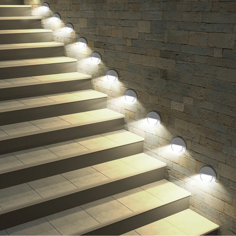 10x LED Außen Wand Leuchten Treppen Stufen Strahler Hof Garten Lampen grau