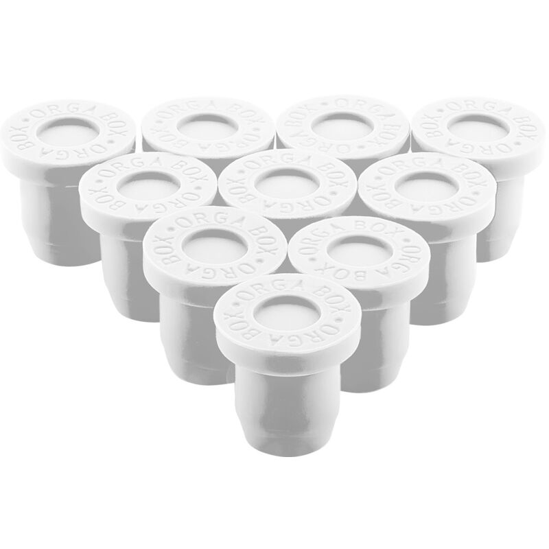10er Set Orga-box Silikonfüße Für 10, 5 Mm Bohrloch Weiß
