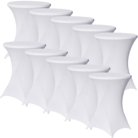 10er Set Stehtischhusse Stretch weiß Ø 80 cm Tischhusse