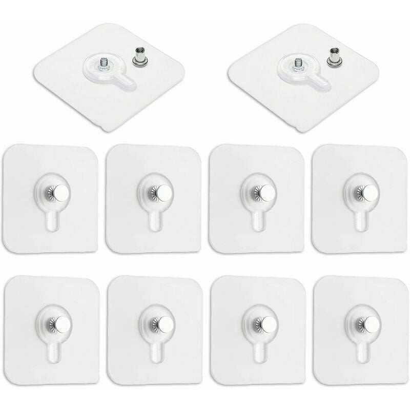 10er Set Tabau Haken ohne Bohren, transparente Tabu Klebehaken für Wandbilderrahmen, Spiegel und Poster—— | 07007911023480