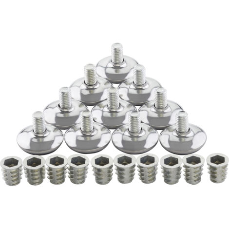 10er Set Verstellfüße MOBILIA inkl. Einschraubmuffen Ø 29 mm M8x15