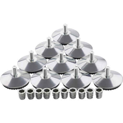 10er Set Verstellfüße MOBILIA inkl. Einschraubmuffen Ø 48 mm M8x16
