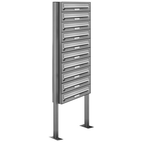 10er Standbriefkasten Anlage Freistehend V2A Edelstahl