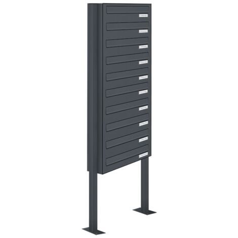 10er Standbriefkasten Freistehend Durchwurfanlage RAL 7016 Anthrazit