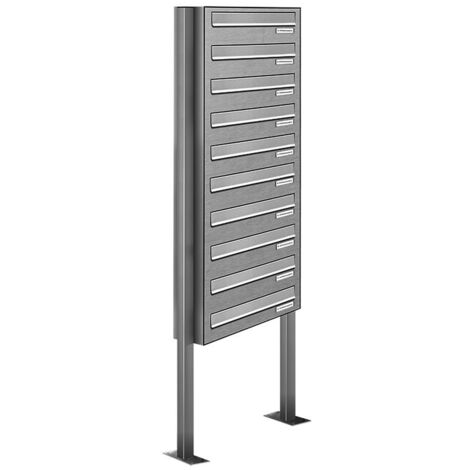 10er V2A Edelstahl Standbriefkasten Freistehend Durchwurfanlage