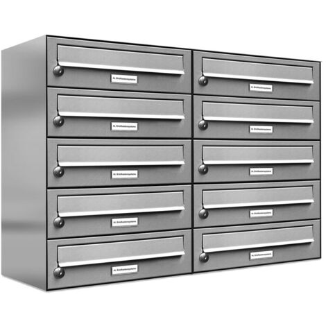 10er V2A Edelstahl Wandbriefkasten Anlage 10 Fach Briefkasten Postkasten