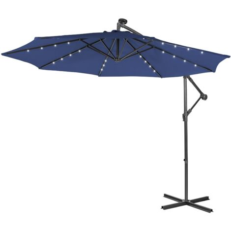 10FT Cantilever Umbrella Backyard Patio Offset Umbrella w/ 32 LED Lights