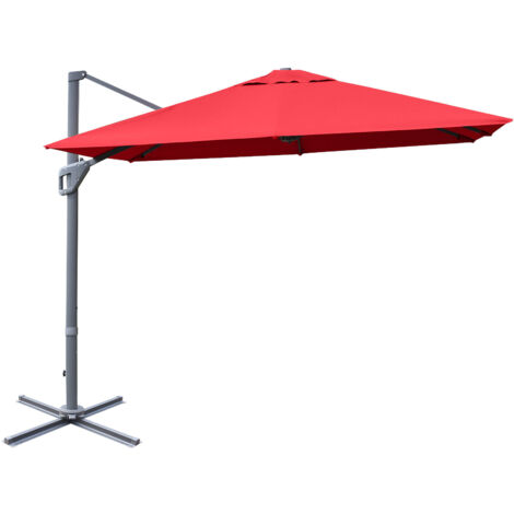 10FT Patio Cantilever Umbrella Outdoor Hanging Square Parasol with 360° Rotation