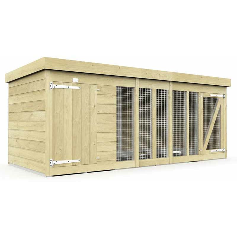 10ft x 4ft Dog Kennel and Run - Wood - L 127 x W 302 x H 127 cm