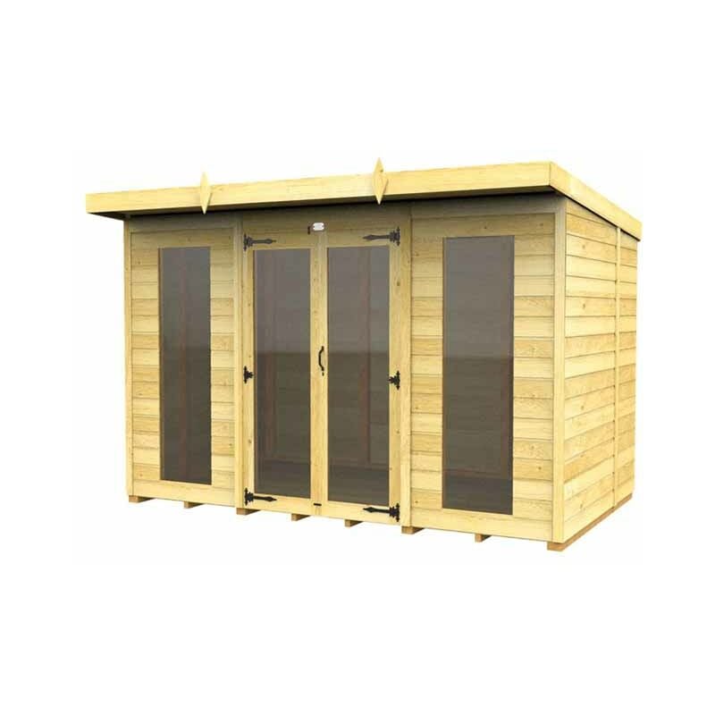 10ft x 5ft Pent Summer House (Full Height Window) - Wood - L 147 x W 302 x H 201 cm