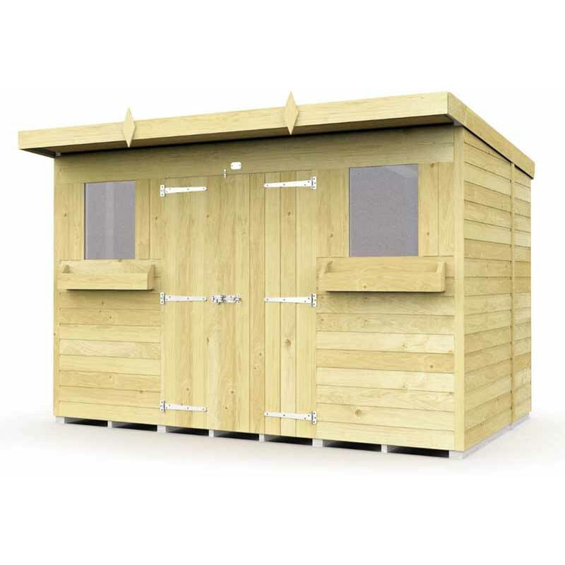 10 x 5 Feet Pent Summer Shed - Wood - L147 x W302 x H201 cm