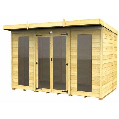 10ft x 6ft Pent Summer House (Full Height Window) - Wood - L178 x W302 x H201 cm
