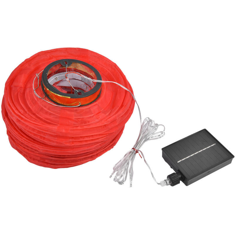 10in 5 Cordes LED Lanterne Solaire Extérieur tanche Lanterne Décorative Chinoise En Tissu