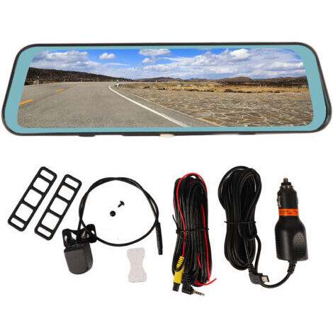 10in Rétroviseur Dash Cam Vision Nocturne Avant Arrière Caméra Image de Recul Conduite Enregistreur Vidéo