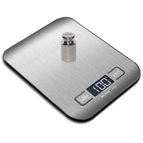 10kg/1g Balance de cuisine precision Électronique, inoxydable pese aliment cuisine avec affichage LCD et fonction tare, 6 unités, pesée des aliments pour la cuisson, pâtisserie et mélange