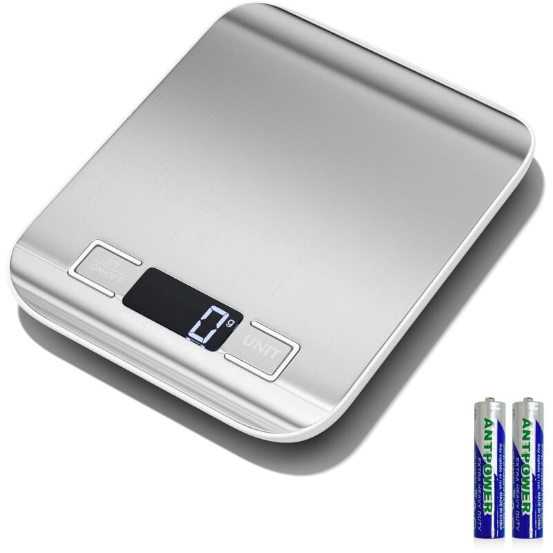 10kg/1g Balance de cuisine precision Électronique, inoxydable pese aliment cuisine avec affichage LCD et fonction tare, 6 unités, pesée des aliments