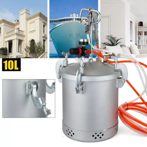 10L 2 Gallon Pressure Tank Pot Air Paint Spray Gun Painter, Professional paint gun & 3mm Nozzle 2 Hoses