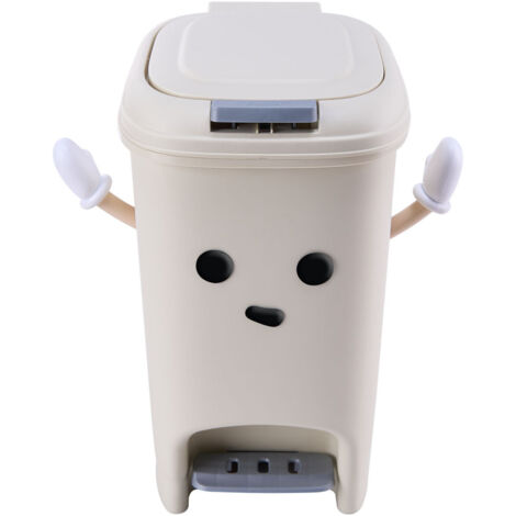 10L Foot Pedal & Press-to-Open Cream White Trash Bin
