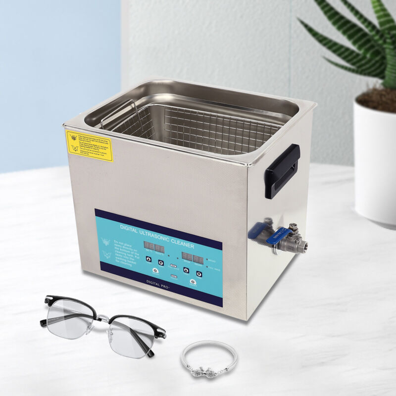 10L Numérique Nettoyeur à Ultrasons Ultra Sonic Bain Réservoir De Nettoyage Minuterie Chauffage Portable Professionnel Machine a Laver Bijoux