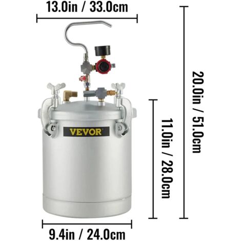 10L Réservoir de Peinture sous Pression Pot avec Pistolet de Pulvérisation