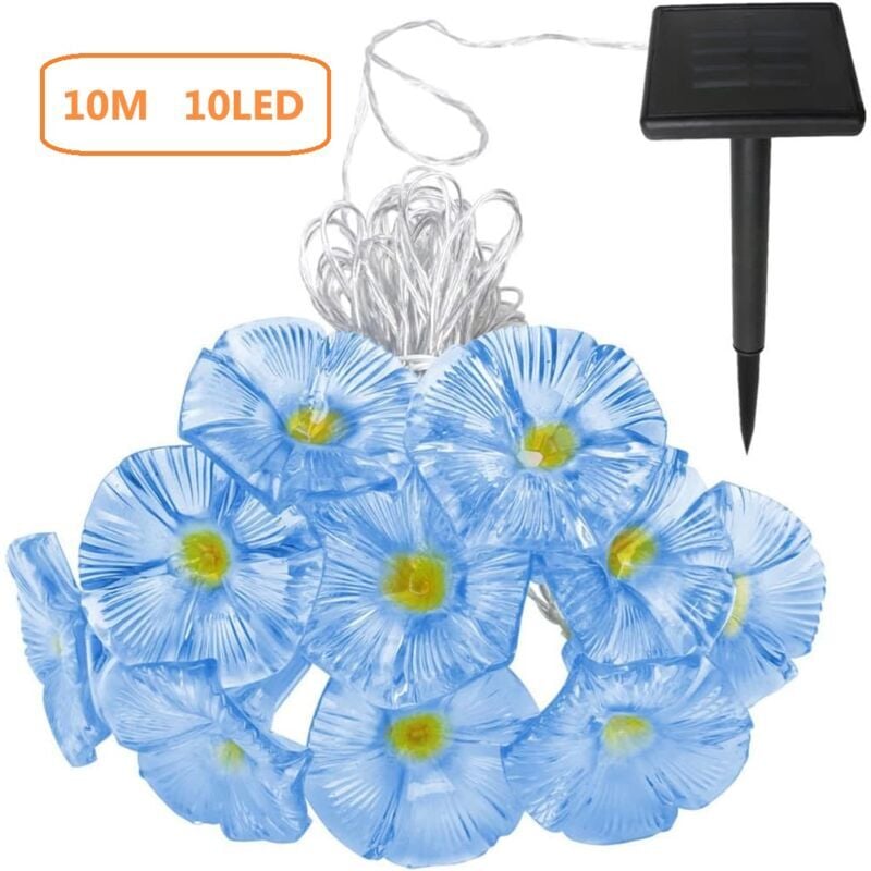 SNQ - 10m 10LED Morning Glory Guirlande Lumineuse Solaire Étanche Lumières Extérieures Solaires Jardin Fleur Décoration Lumière pour Arbre Patio Fête